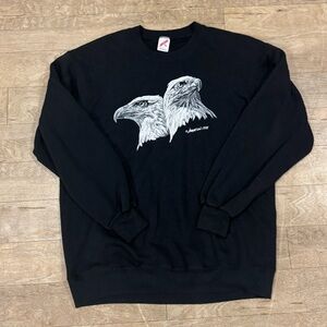 Vintage 1988 Bald Eagle Artist Painting USA Made Animal Sweatshirt Size XL